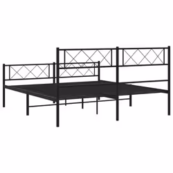 vidaXL Metal Bed Frame Bedroom Platform Bed Base Bedstead Mattress Foundation - black, 120 x 190 cm/with headboard & footboard - Additional view 6