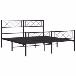 vidaXL Metal Bed Frame Bedroom Platform Bed Base Bedstead Mattress Foundation - black, 120 x 200 cm/with headboard & footboard - Additional view 4