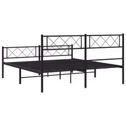 vidaXL Metal Bed Frame Bedroom Platform Bed Base Bedstead Mattress Foundation - black, 120 x 200 cm/with headboard & footboard - Additional view 6