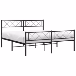 vidaXL Metal Bed Frame Bedroom Platform Bed Base Bedstead Mattress Foundation - black, 140 x 190 cm/with headboard & footboard - Additional view 2