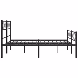 vidaXL Metal Bed Frame Bedroom Platform Bed Base Bedstead Mattress Foundation - black, 140 x 190 cm/with headboard & footboard - Additional view 5