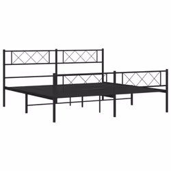 vidaXL Metal Bed Frame Bedroom Platform Bed Base Bedstead Mattress Foundation - black, 183 x 213 cm/with headboard & footboard - Additional view 4