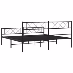 vidaXL Metal Bed Frame Bedroom Platform Bed Base Bedstead Mattress Foundation - black, 183 x 213 cm/with headboard & footboard - Additional view 6