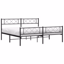 vidaXL Metal Bed Frame Bedroom Platform Bed Base Bedstead Mattress Foundation - black, 193 x 203 cm/with headboard & footboard - Additional view 2