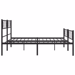 vidaXL Metal Bed Frame Bedroom Platform Bed Base Bedstead Mattress Foundation - black, 193 x 203 cm/with headboard & footboard - Additional view 5