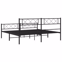 vidaXL Metal Bed Frame Bedroom Platform Bed Base Bedstead Mattress Foundation - black, 193 x 203 cm/with headboard & footboard - Additional view 6
