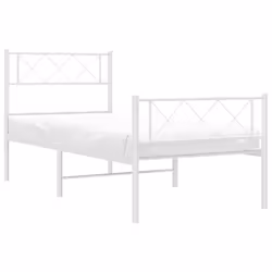 vidaXL Metal Bed Frame Bedroom Platform Bed Base Bedstead Mattress Foundation - white, 80 x 200 cm/with headboard & footboard - Additional view 2