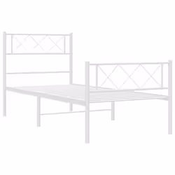vidaXL Metal Bed Frame Bedroom Platform Bed Base Bedstead Mattress Foundation - white, 80 x 200 cm/with headboard & footboard - Additional view 4