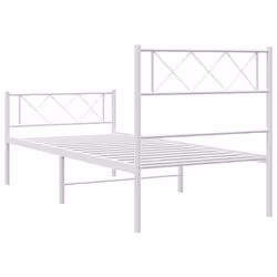 vidaXL Metal Bed Frame Bedroom Platform Bed Base Bedstead Mattress Foundation - white, 80 x 200 cm/with headboard & footboard - Additional view 6