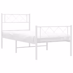 vidaXL Metal Bed Frame Bedroom Platform Bed Base Bedstead Mattress Foundation - white, 107 x 203 cm/with headboard & footboard - Additional view 2