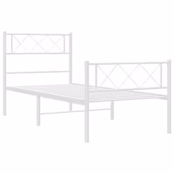 vidaXL Metal Bed Frame Bedroom Platform Bed Base Bedstead Mattress Foundation - white, 107 x 203 cm/with headboard & footboard - Additional view 4
