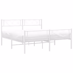 vidaXL Metal Bed Frame Bedroom Platform Bed Base Bedstead Mattress Foundation - white, 120 x 200 cm/with headboard & footboard - Additional view 2