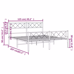 vidaXL Metal Bed Frame Bedroom Platform Bed Base Bedstead Mattress Foundation - white, 120 x 200 cm/with headboard & footboard - Additional view 3