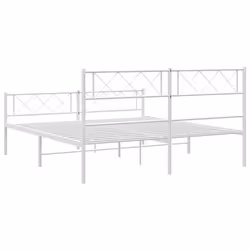 vidaXL Metal Bed Frame Bedroom Platform Bed Base Bedstead Mattress Foundation - white, 120 x 200 cm/with headboard & footboard - Additional view 6