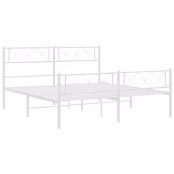 vidaXL Metal Bed Frame Bedroom Platform Bed Base Bedstead Mattress Foundation - white, 140 x 190 cm/with headboard & footboard - Additional view 4