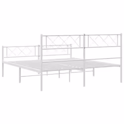 vidaXL Metal Bed Frame Bedroom Platform Bed Base Bedstead Mattress Foundation - white, 140 x 190 cm/with headboard & footboard - Additional view 6