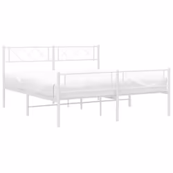 vidaXL Metal Bed Frame Bedroom Platform Bed Base Bedstead Mattress Foundation - white, 140 x 200 cm/with headboard & footboard - Additional view 2