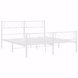 vidaXL Metal Bed Frame Bedroom Platform Bed Base Bedstead Mattress Foundation - white, 140 x 200 cm/with headboard & footboard - Additional view 4