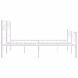 vidaXL Metal Bed Frame Bedroom Platform Bed Base Bedstead Mattress Foundation - white, 140 x 200 cm/with headboard & footboard - Additional view 5