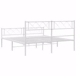 vidaXL Metal Bed Frame Bedroom Platform Bed Base Bedstead Mattress Foundation - white, 140 x 200 cm/with headboard & footboard - Additional view 6