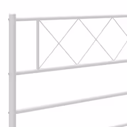 vidaXL Metal Bed Frame Bedroom Platform Bed Base Bedstead Mattress Foundation - white, 140 x 200 cm/with headboard & footboard - Additional view 7