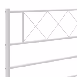 vidaXL Metal Bed Frame Bedroom Platform Bed Base Bedstead Mattress Foundation - white, 150 x 200 cm/with headboard & footboard - Additional view 7