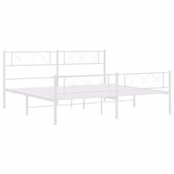 vidaXL Metal Bed Frame Bedroom Platform Bed Base Bedstead Mattress Foundation - white, 183 x 213 cm/with headboard & footboard - Additional view 4