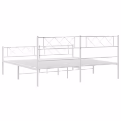 vidaXL Metal Bed Frame Bedroom Platform Bed Base Bedstead Mattress Foundation - white, 183 x 213 cm/with headboard & footboard - Additional view 6