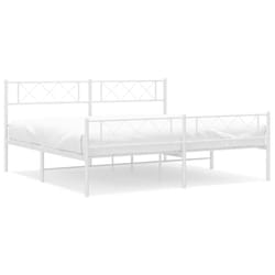 vidaXL Metal Bed Frame Bedroom Platform Bed Base Bedstead Mattress Foundation - white, 200 x 200 cm/with headboard & footboard