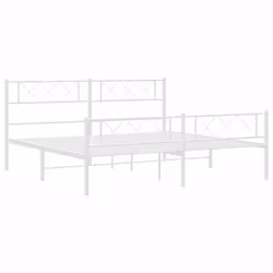 vidaXL Metal Bed Frame Bedroom Platform Bed Base Bedstead Mattress Foundation - white, 200 x 200 cm/with headboard & footboard - Additional view 4