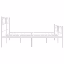 vidaXL Metal Bed Frame Bedroom Platform Bed Base Bedstead Mattress Foundation - white, 200 x 200 cm/with headboard & footboard - Additional view 5