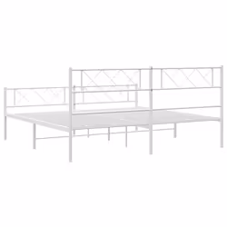 vidaXL Metal Bed Frame Bedroom Platform Bed Base Bedstead Mattress Foundation - white, 200 x 200 cm/with headboard & footboard - Additional view 6