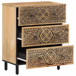 vidaXL Side Cabinets Storage Cabinet Cupboard Sideboard 2 pcs Solid Wood Mango - Additional view 2