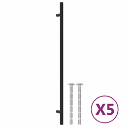 vidaXL Cabinet Handles Door Handles Furniture Drawer Pull Stainless Steel - black, 320 mm/ 5 pcs