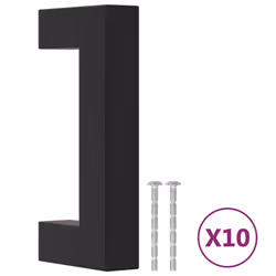 vidaXL Cabinet Handles Door Handles Furniture Drawer Pull Stainless Steel - black, 64 mm/ 10 pcs