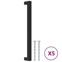 vidaXL Cabinet Handles Door Handles Furniture Drawer Pull Stainless Steel - black, 224 mm/ 5 pcs