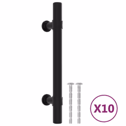 vidaXL Cabinet Handles Door Handles Furniture Drawer Pull Stainless Steel - black, 96 mm/ 10 pcs