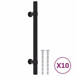 vidaXL Cabinet Handles Door Handles Furniture Drawer Pull Stainless Steel - black, 128 mm/ 10 pcs