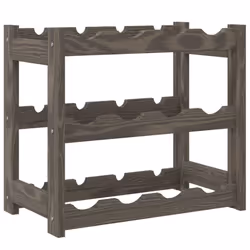 vidaXL Wine Rack Wine Shelf Bottle Holder Wine Drinking Rack Solid Wood Pine - grey, 12 bottle - Additional view 4