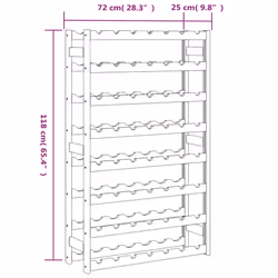 vidaXL Wine Rack for 56 Bottles Wine Shelf Bottle Holder Grey Solid Wood Pine - Additional view 6