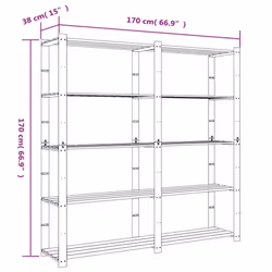 vidaXL Storage Rack Storage Units Shelf Industrial Shelving Solid Pinewood - grey, 170 x 38 x 170 cm - Additional view 6