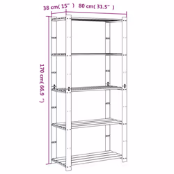 vidaXL Storage Rack Storage Units Shelf Industrial Shelving Solid Pinewood - grey, 80 x 38 x 170 cm - Additional view 3