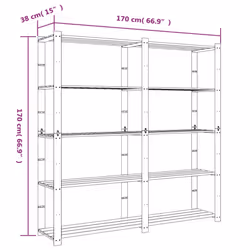vidaXL Storage Rack Storage Units Shelf Industrial Shelving Solid Pinewood - black, 170 x 38 x 170 cm - Additional view 3