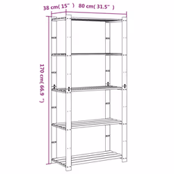 vidaXL Storage Rack Storage Units Shelf Industrial Shelving Solid Pinewood - black, 80 x 38 x 170 cm - Additional view 3
