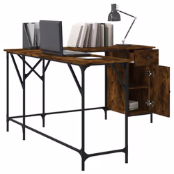 vidaXL Desk Office Desk Computer Table Study Writing Table Engineered Wood - smoked oak