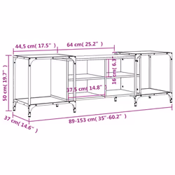 vidaXL TV Cabinet TV Unit Media TV Stand Entertainment Centre Engineered Wood - sonoma oak, 153 x 37 x 50 cm - Additional view 9