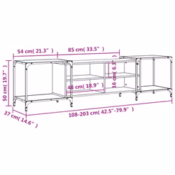 vidaXL TV Cabinet TV Unit Media TV Stand Entertainment Centre Engineered Wood - grey sonoma, 203 x 37 x 50 cm
