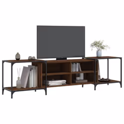 vidaXL TV Cabinet TV Unit Media TV Stand Entertainment Centre Engineered Wood - brown oak, 203 x 37 x 50 cm - Additional view 2