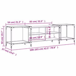 vidaXL TV Cabinet TV Unit Media TV Stand Entertainment Centre Engineered Wood - brown oak, 203 x 37 x 50 cm - Additional view 9
