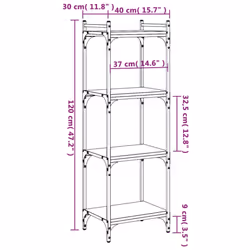 vidaXL Bookcase Bookshelf Storage Cabinet Rack Book Shelf Engineered Wood - black, 40 x 30 x 120 cm - Additional view 8